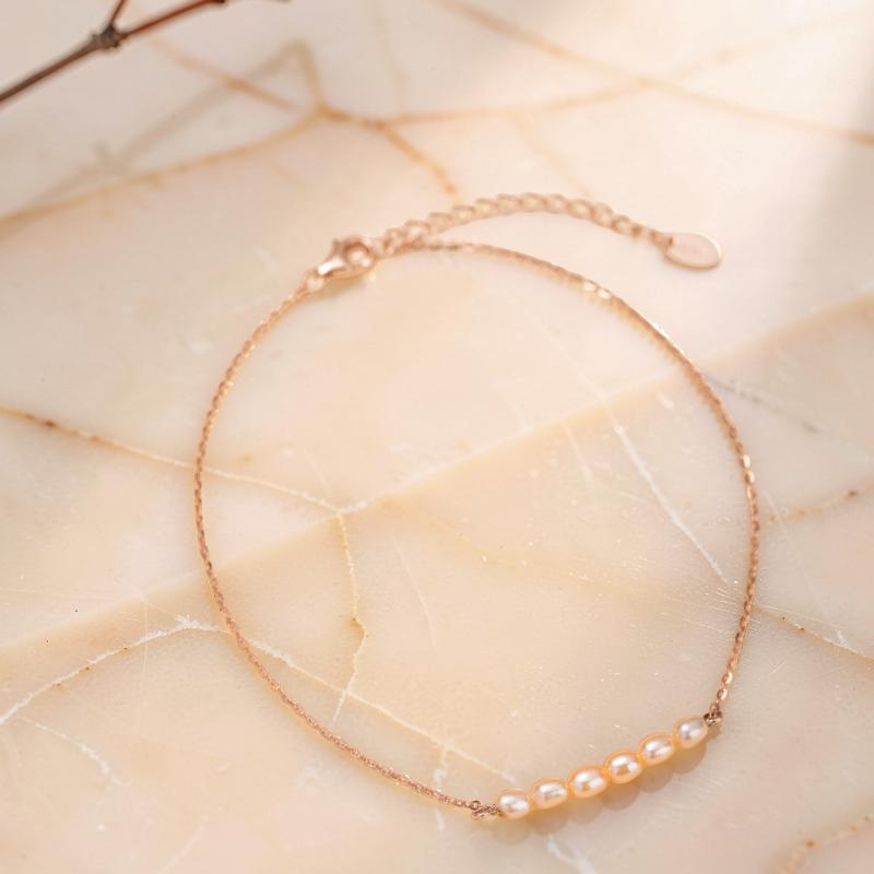 Bracelet de Cheville Perle – Charme Délicat, Argent