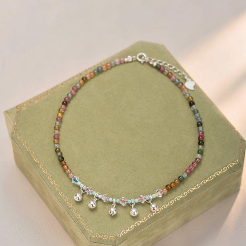 Bracelet de Cheville Tourmaline – Son de l'Âme, Argent