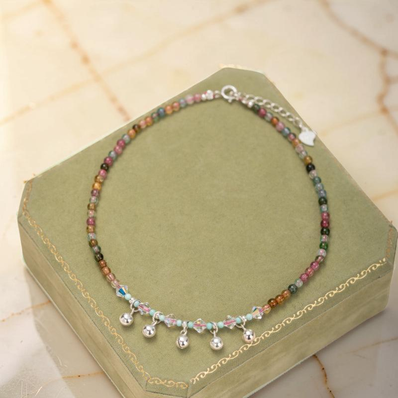 Bracelet de Cheville Tourmaline – Son de l'Âme, Argent