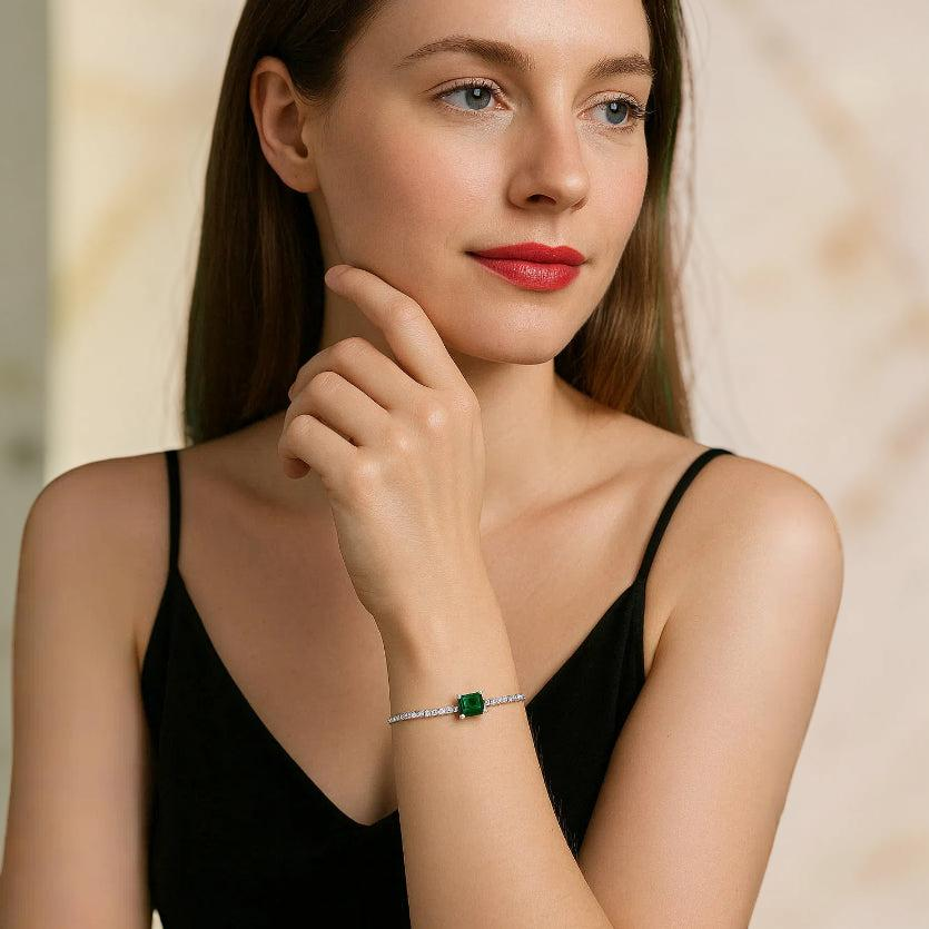 Bracelet Émeraude – Harmonie Précieuse, Argent 925