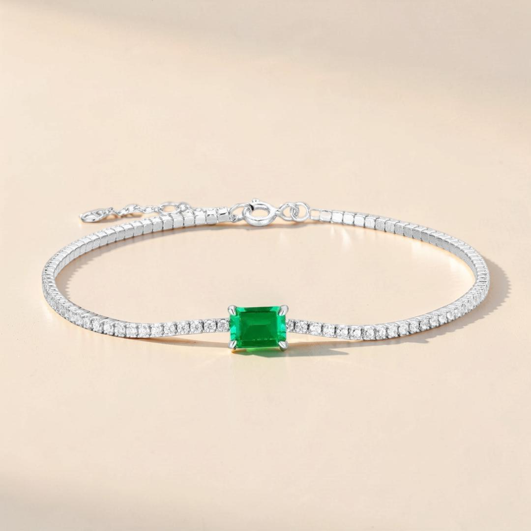 Bracelet Émeraude – Harmonie Précieuse, Argent 925