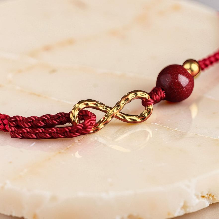 Bracelet Fil Rouge – Bonheur Infini, Plaqué Or
