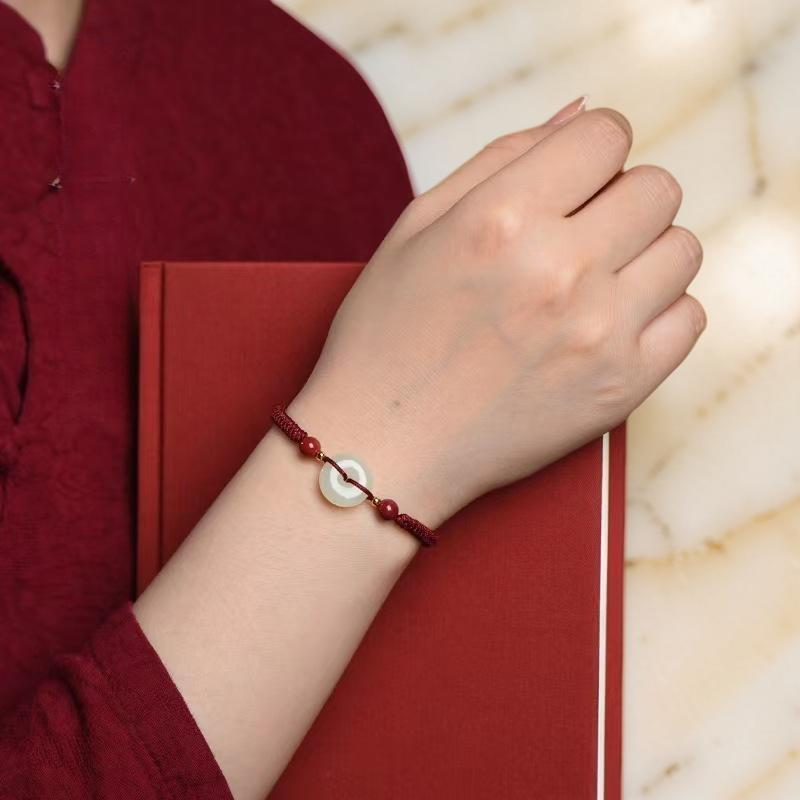 Bracelet Cordon Jade et Cinabre – Sérénité