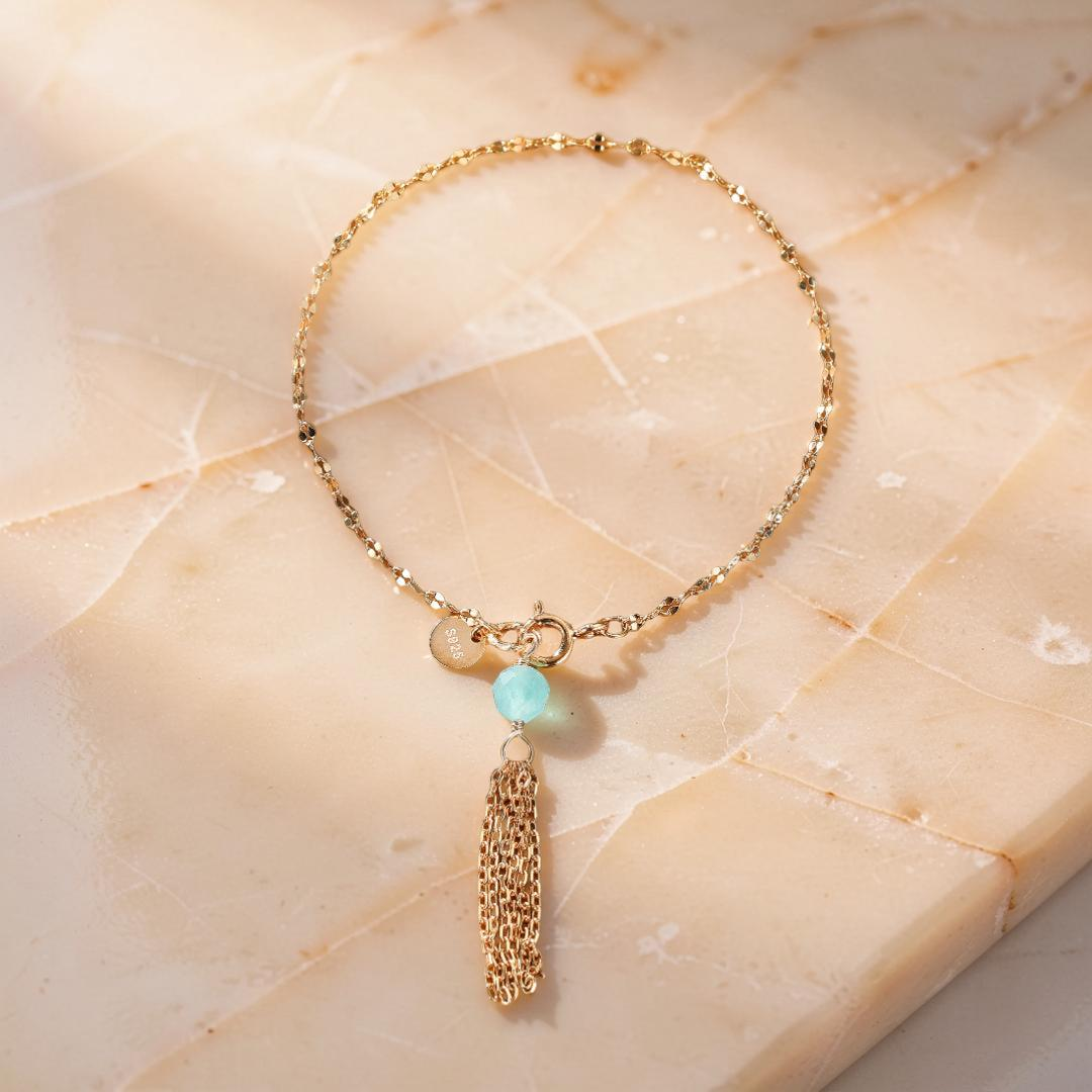 Bracelet Fin en Amazonite, Lapis Lazuli ou Péridot – Petits Éclats