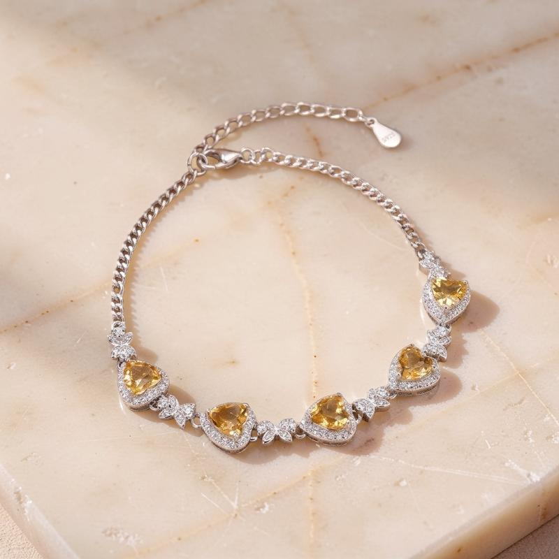 Bracelet Grenat, Améthyste, Citrine, Topaze et Péridot – Aura Envoûtante, Argent