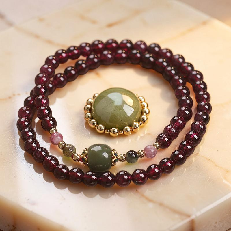 Bracelet Grenat et Jade – Passion et Énergie