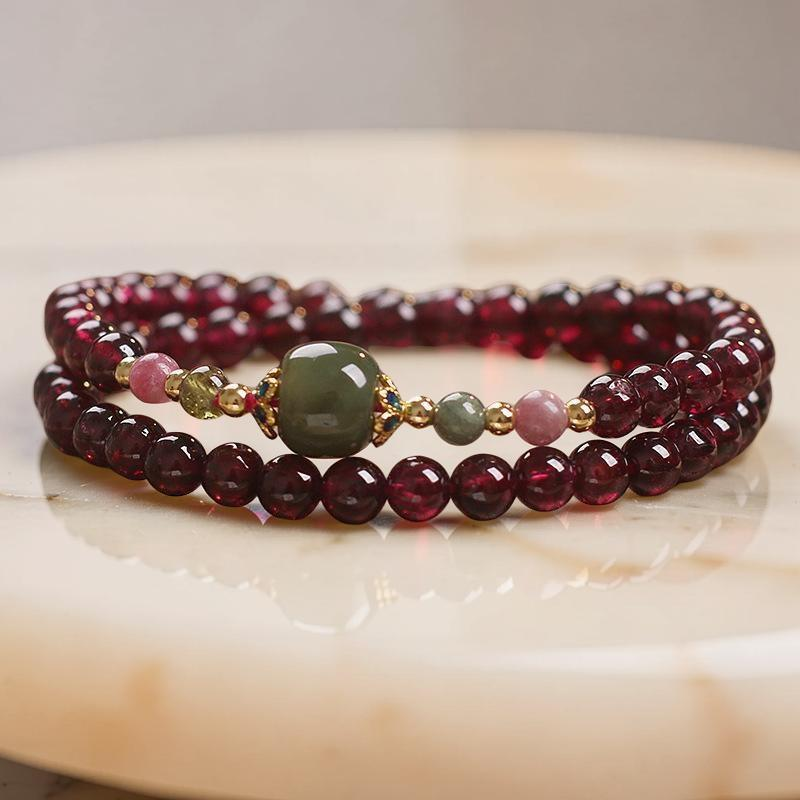 Bracelet Grenat et Jade – Passion et Énergie