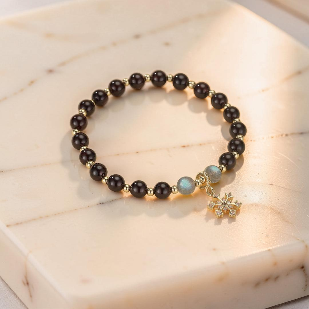 Bracelet Grenat et Labradorite – Charme Hivernal