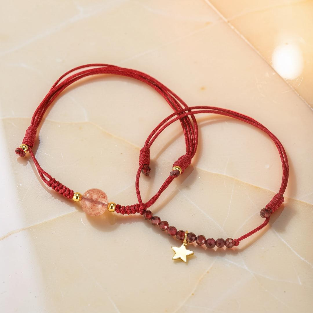 Bracelet Grenat et Quartz Fraise – Harmonie du Destin