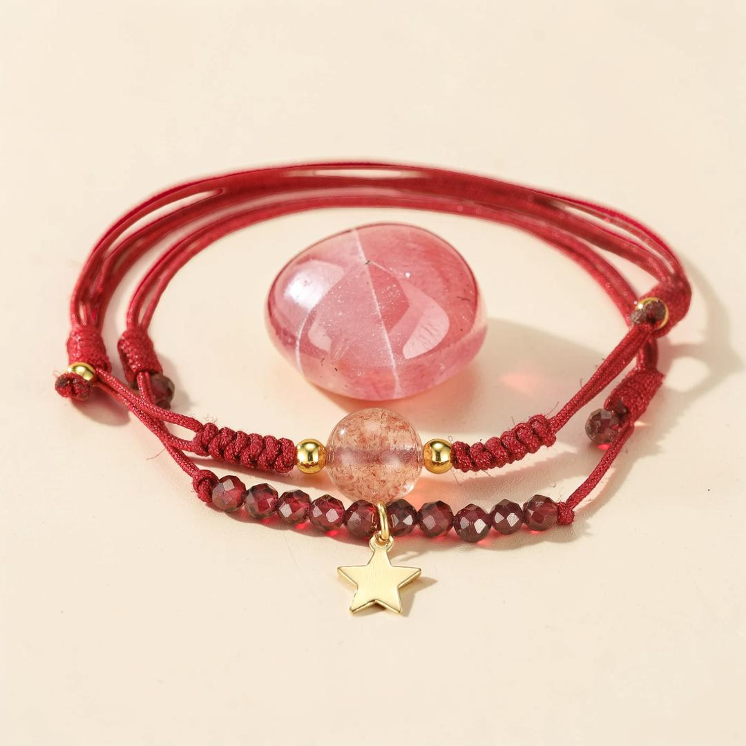 Bracelet Grenat et Quartz Fraise – Harmonie du Destin