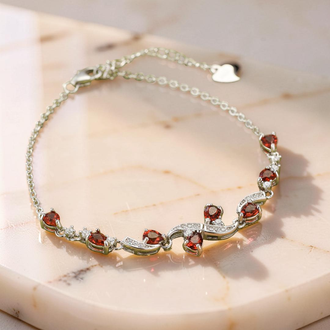 Bracelet Grenat – Vigne Céleste, Argent