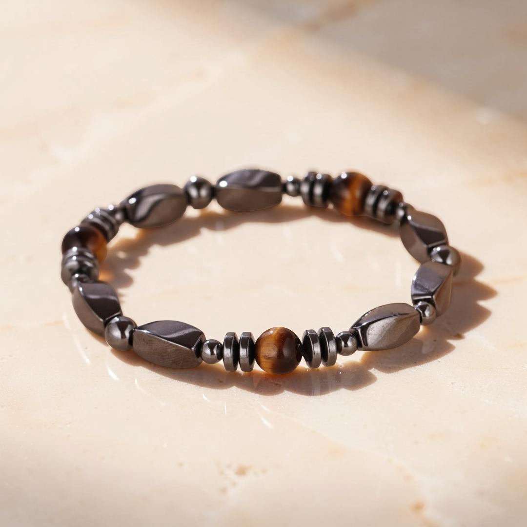 Bracelet Homme Hématite et Œil de Tigre – Force Sauvage