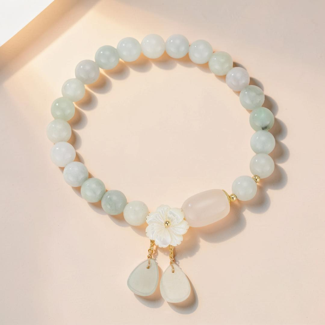 Bracelet Jade Blanc et Agate – Porte Bonheur