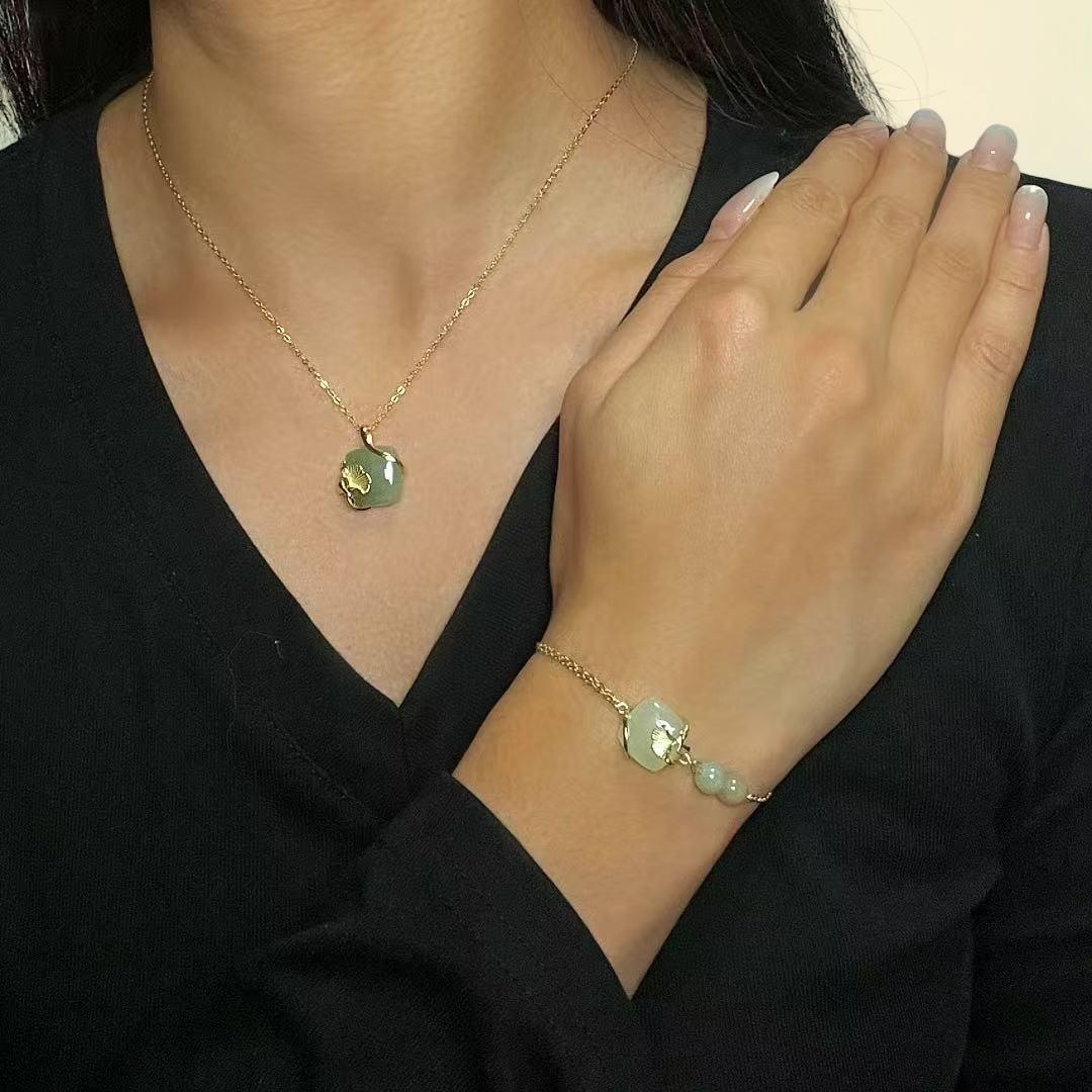 Bracelet Jade – Éveil du Cœur, Argent Plaqué Or