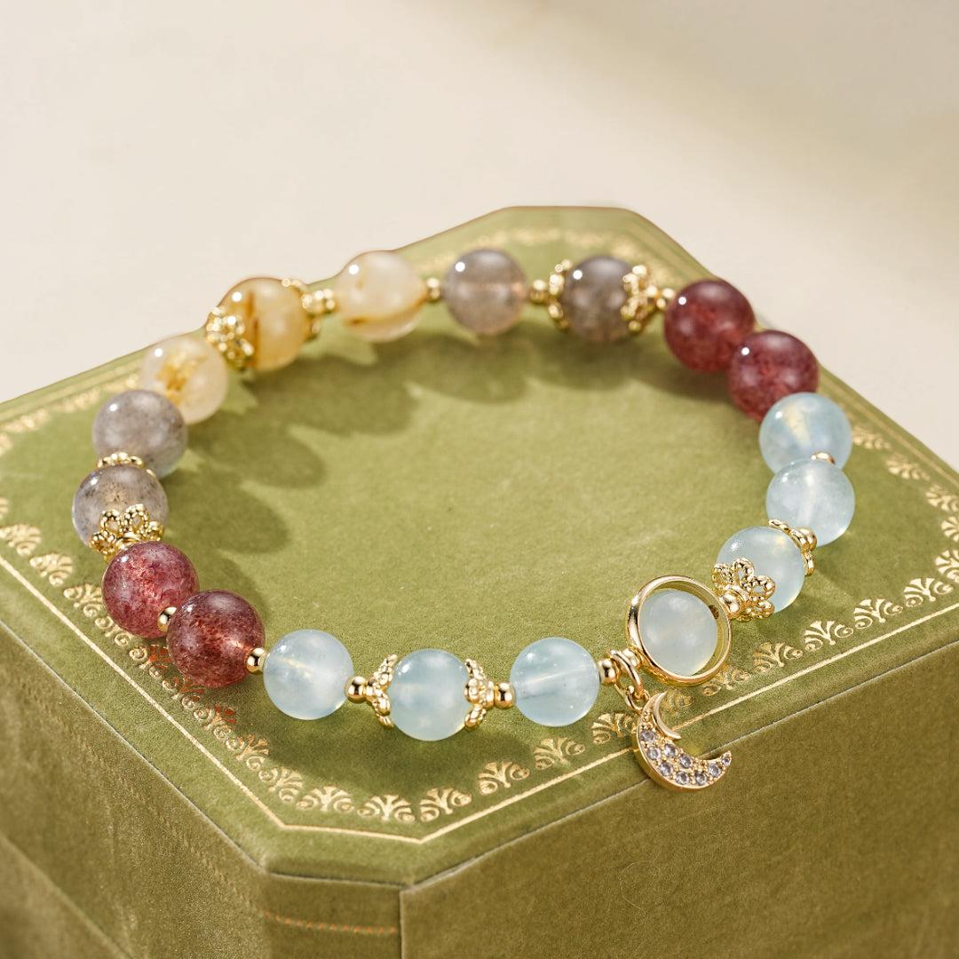 Bracelet Labradorite et Aigue-Marine – Harmonie Lunaire