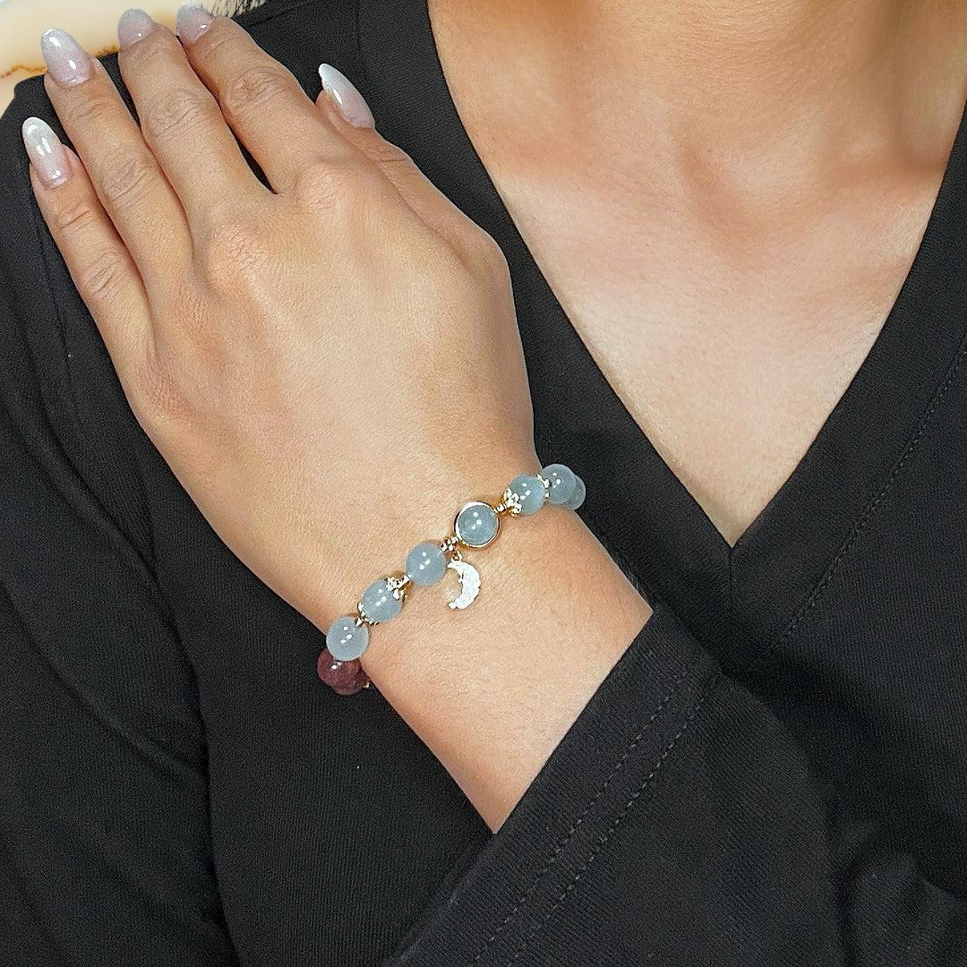 Bracelet Labradorite et Aigue-Marine – Harmonie Lunaire