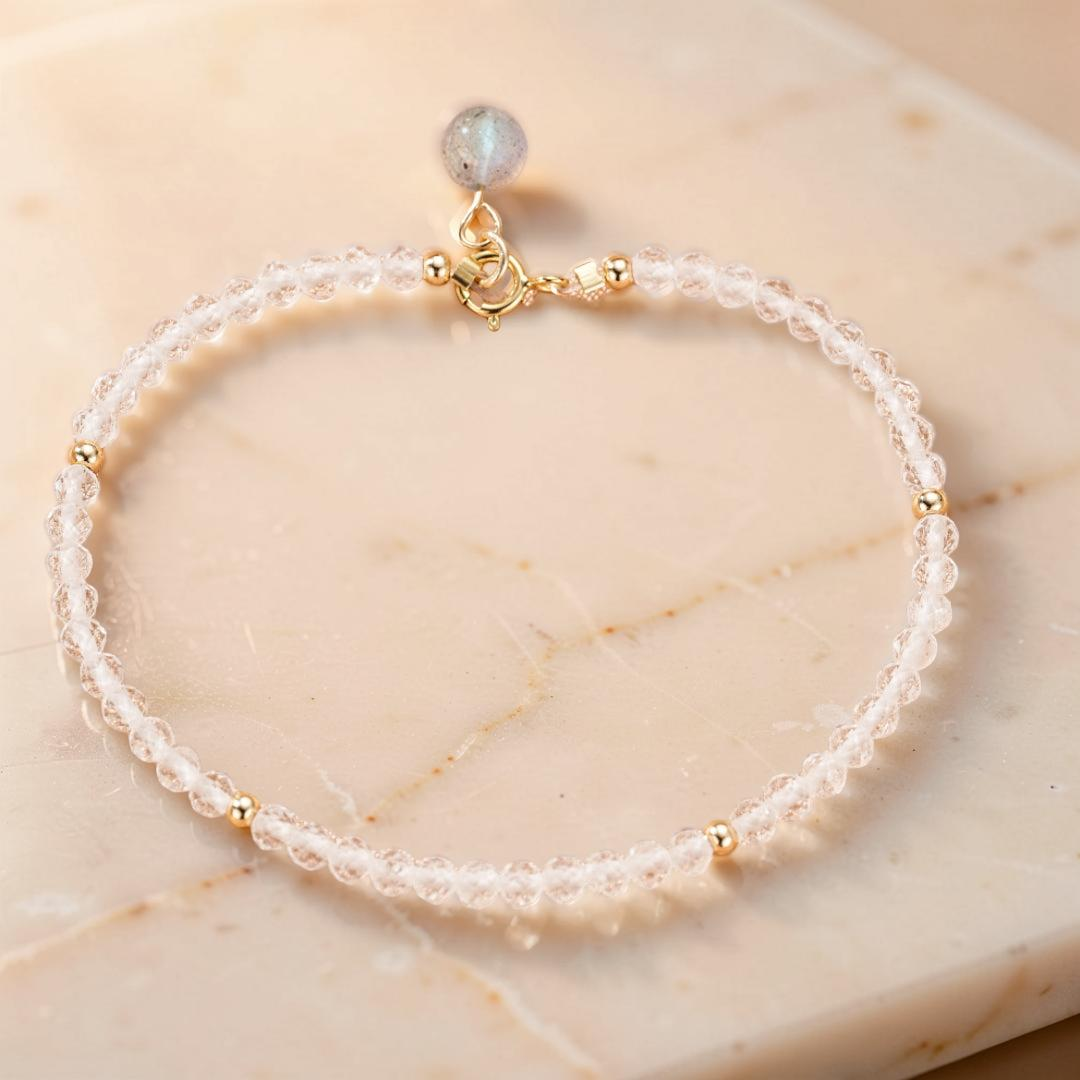 Bracelet Labradorite et Cristal de Roche – Charme Subtil
