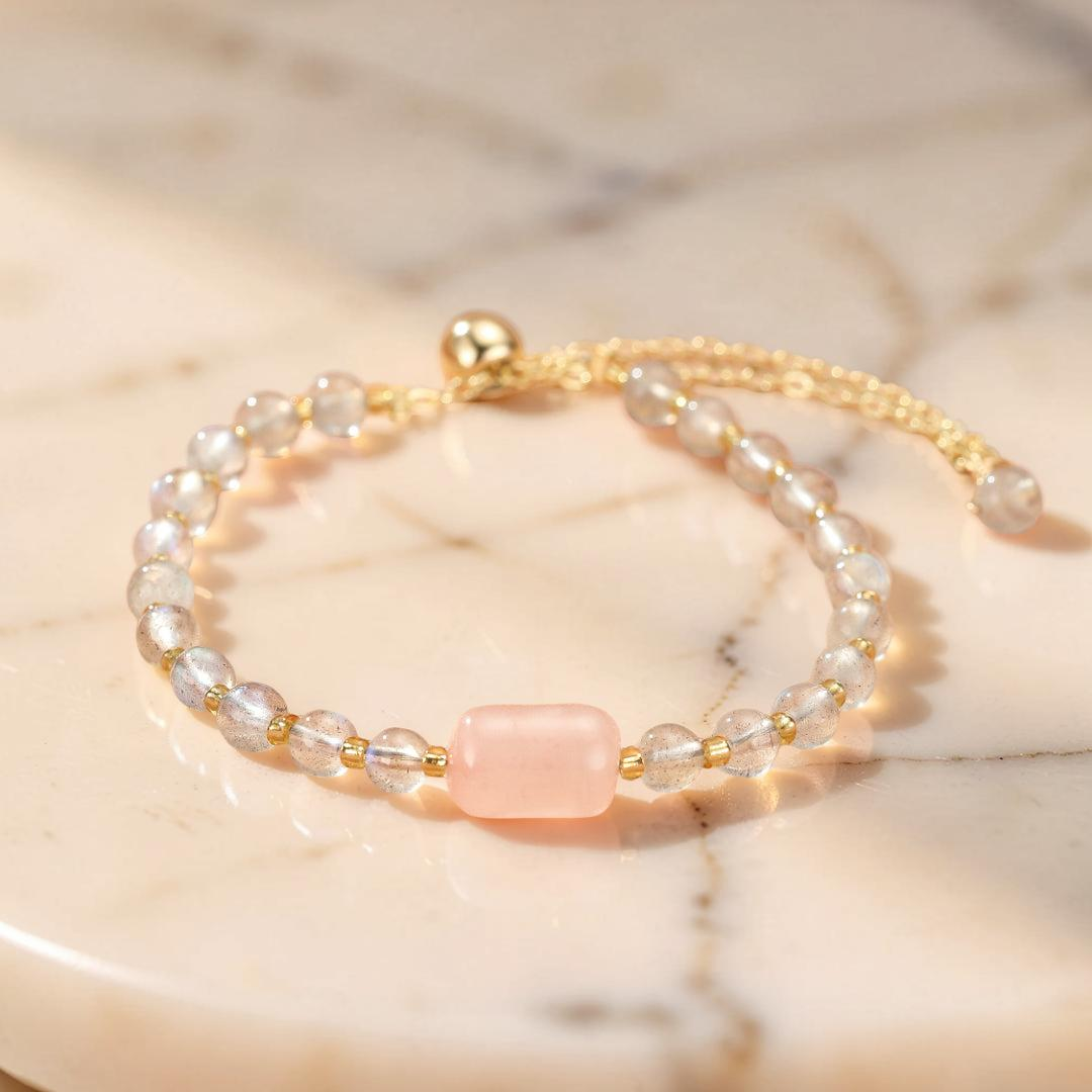 Bracelet Labradorite et Quartz Rose – Reflet Intérieur