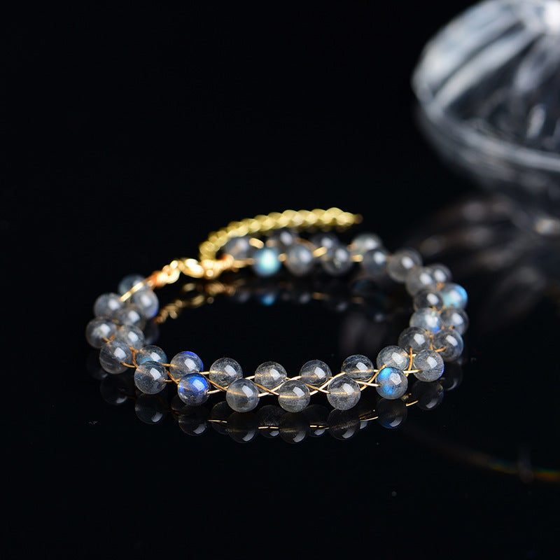 Bracelet Labradorite - Luna, Argent Plaqué Or