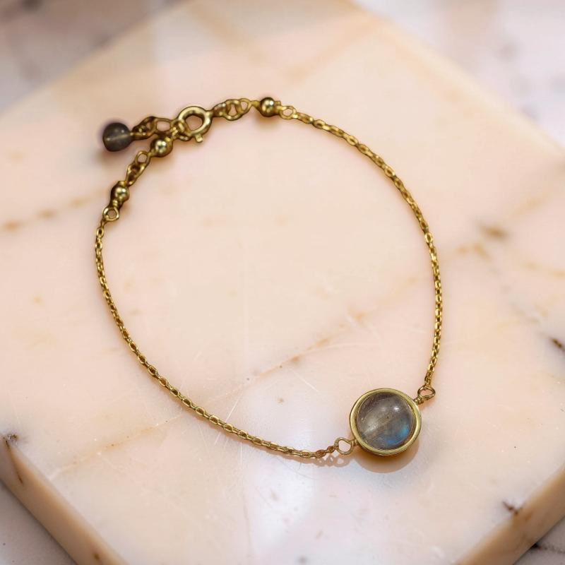 Bracelet Labradorite – Mystère, Argent Plaqué Or
