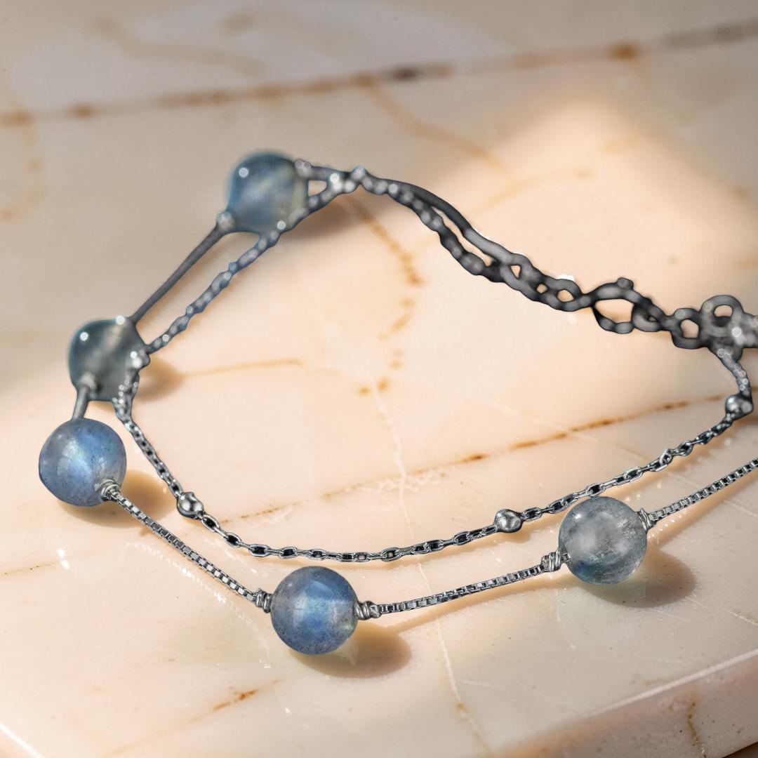 Bracelet Labradorite – Ombre et Lumière, Argent