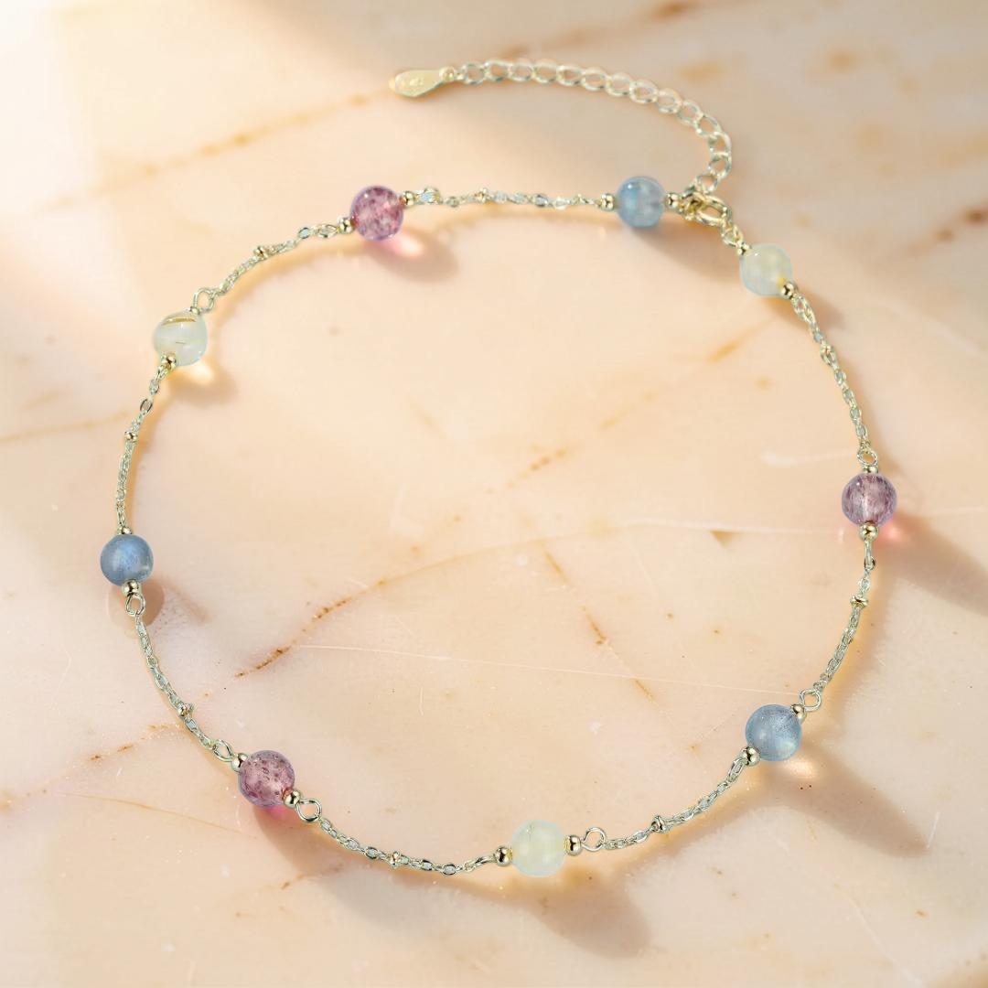 Bracelet Labradorite, Quartz Fraise et Citrine – Murmure Céleste