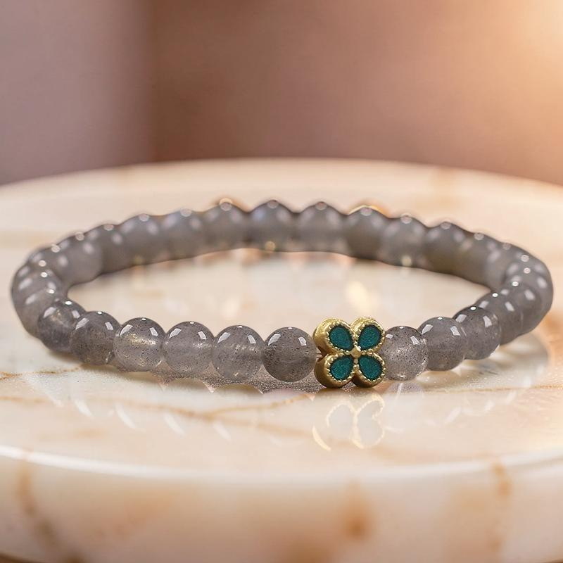 Bracelet Labradorite Trèfle à Quatre Feuilles – Chance et Apaisement