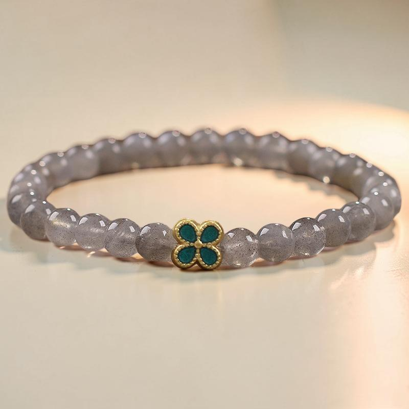 Bracelet Labradorite Trèfle à Quatre Feuilles – Chance et Apaisement