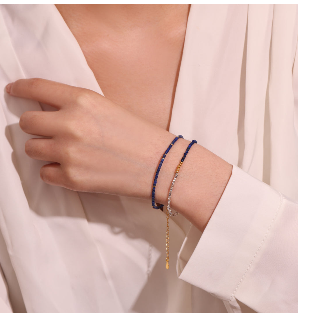 Bracelet Lapis Lazuli – Équilibre Lumineux, Argent
