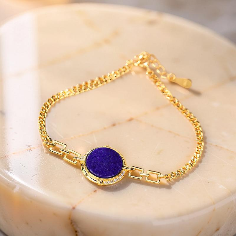 Bracelet Lapis Lazuli – Mandala, Argent Plaqué Or