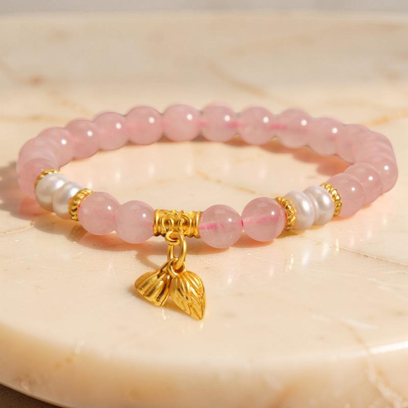 Bracelet Lotus en Quartz Rose – Douceur Lotus