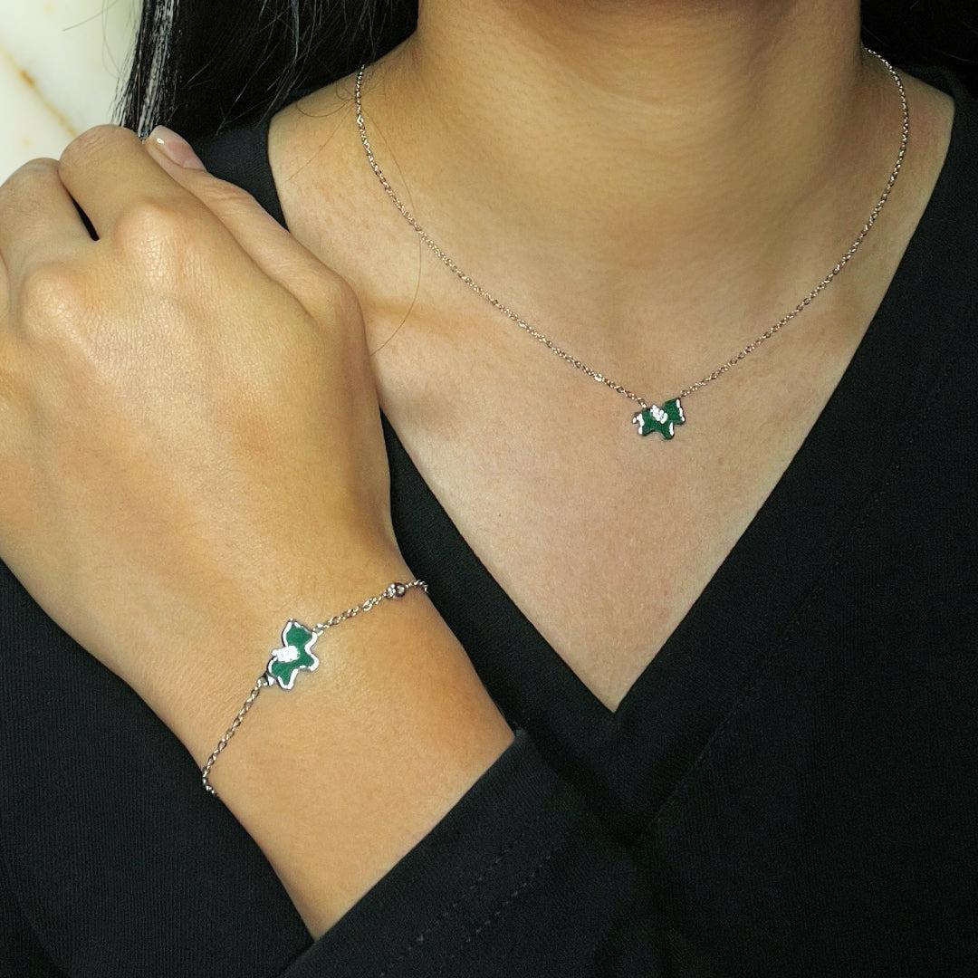 Bracelet Malachite Cheval – Élégance Libre, Argent