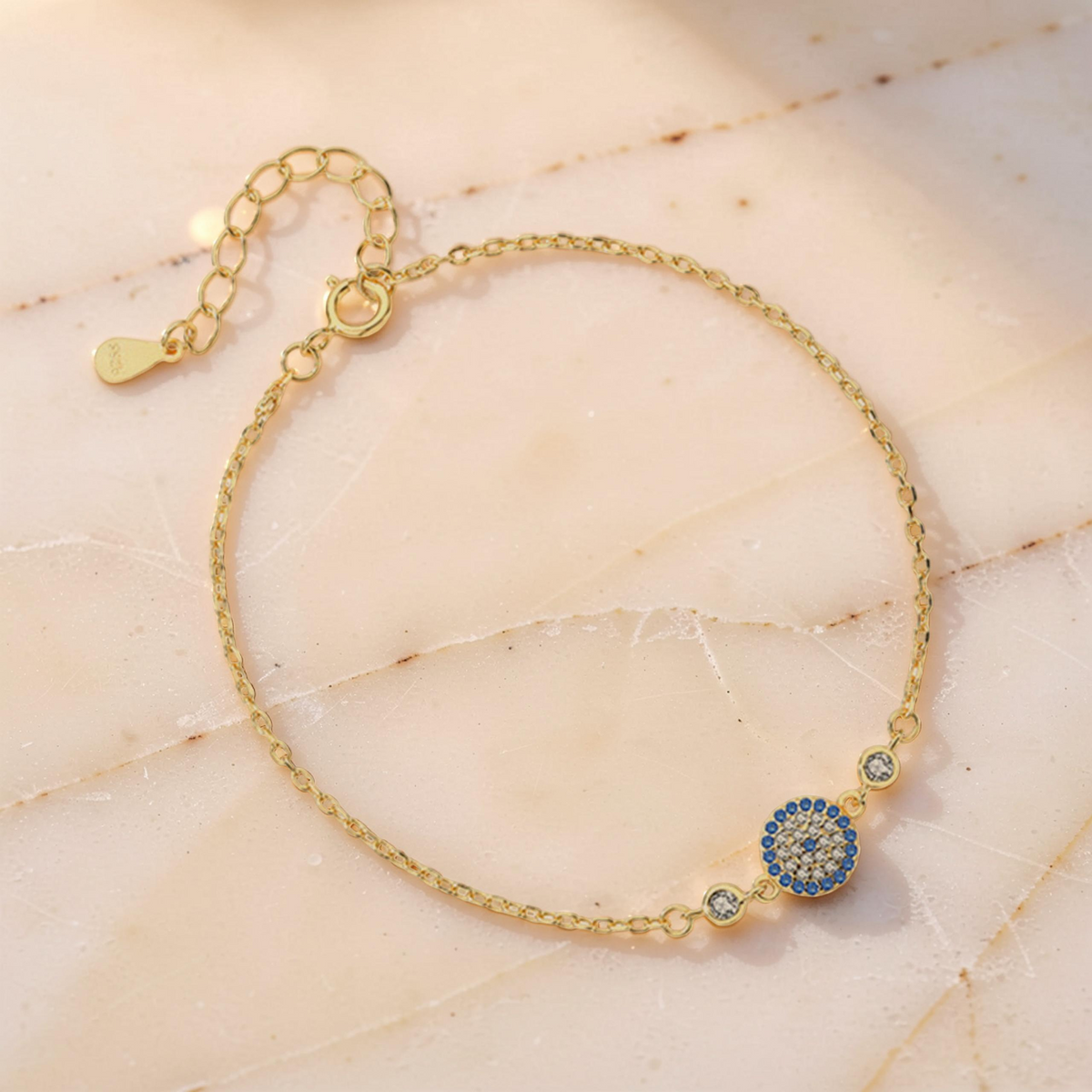 Bracelet Mauvais Œil – Éclat, Argent Plaqué Or