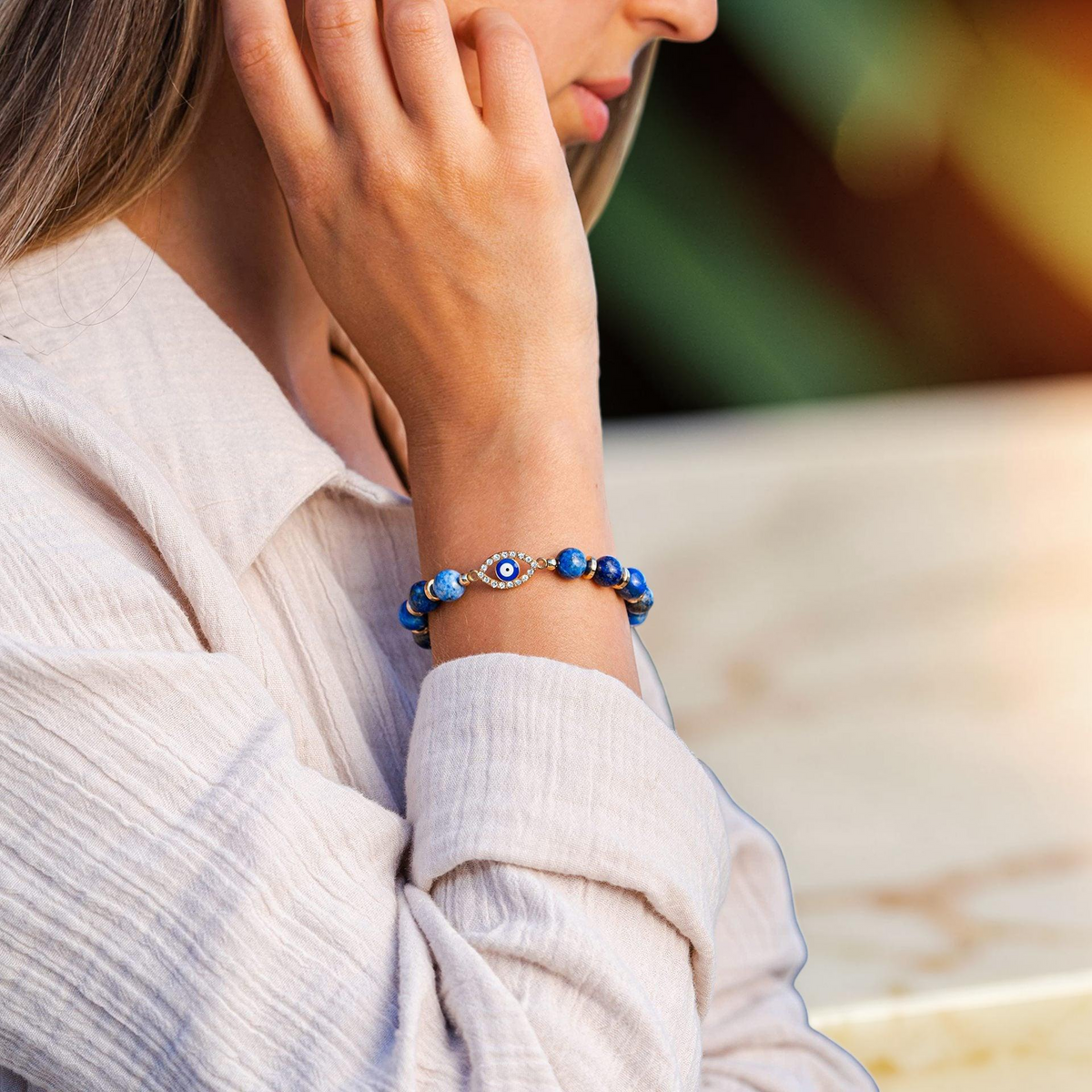 Bracelet Mauvais Œil Lapis Lazuli – Sérénité
