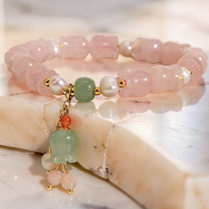 Bracelet Muguet en Quartz Rose – Perle Divine
