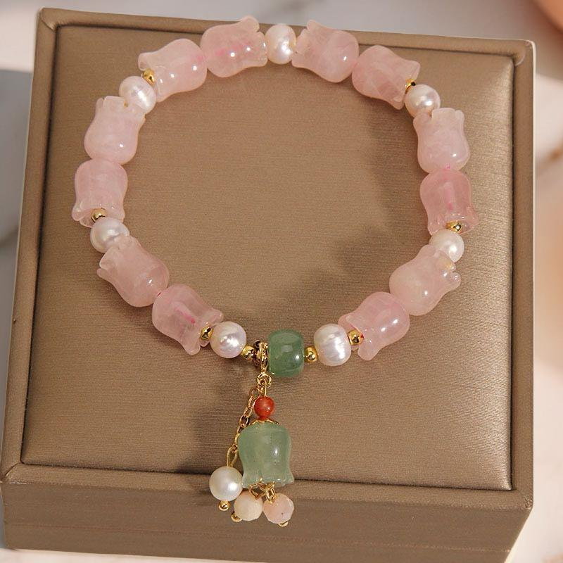 Bracelet Muguet en Quartz Rose – Perle Divine