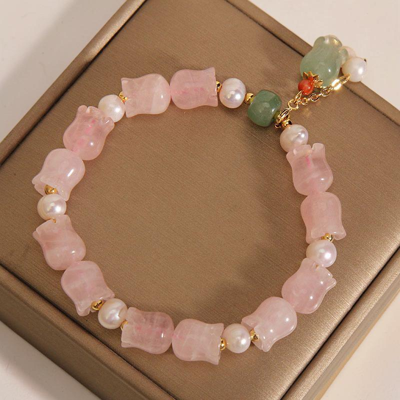 Bracelet Muguet en Quartz Rose – Perle Divine