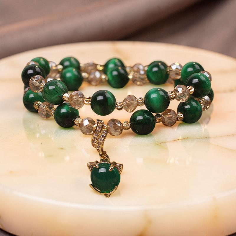 Bracelet Œil de Tigre – Charme Félin, Argent Plaqué Or