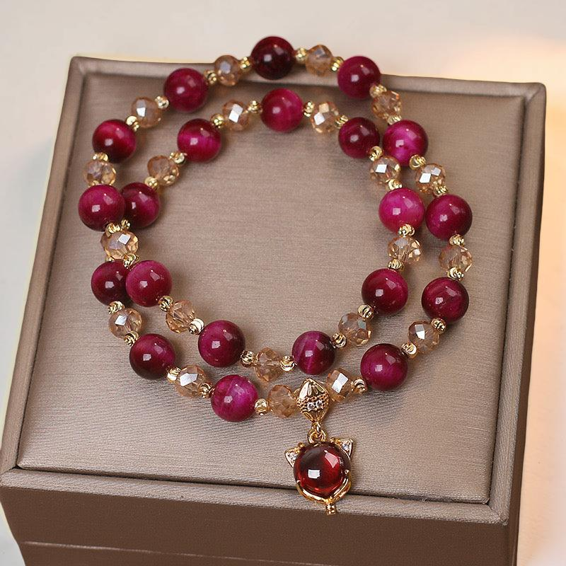Bracelet Œil de Tigre – Charme Félin, Argent Plaqué Or