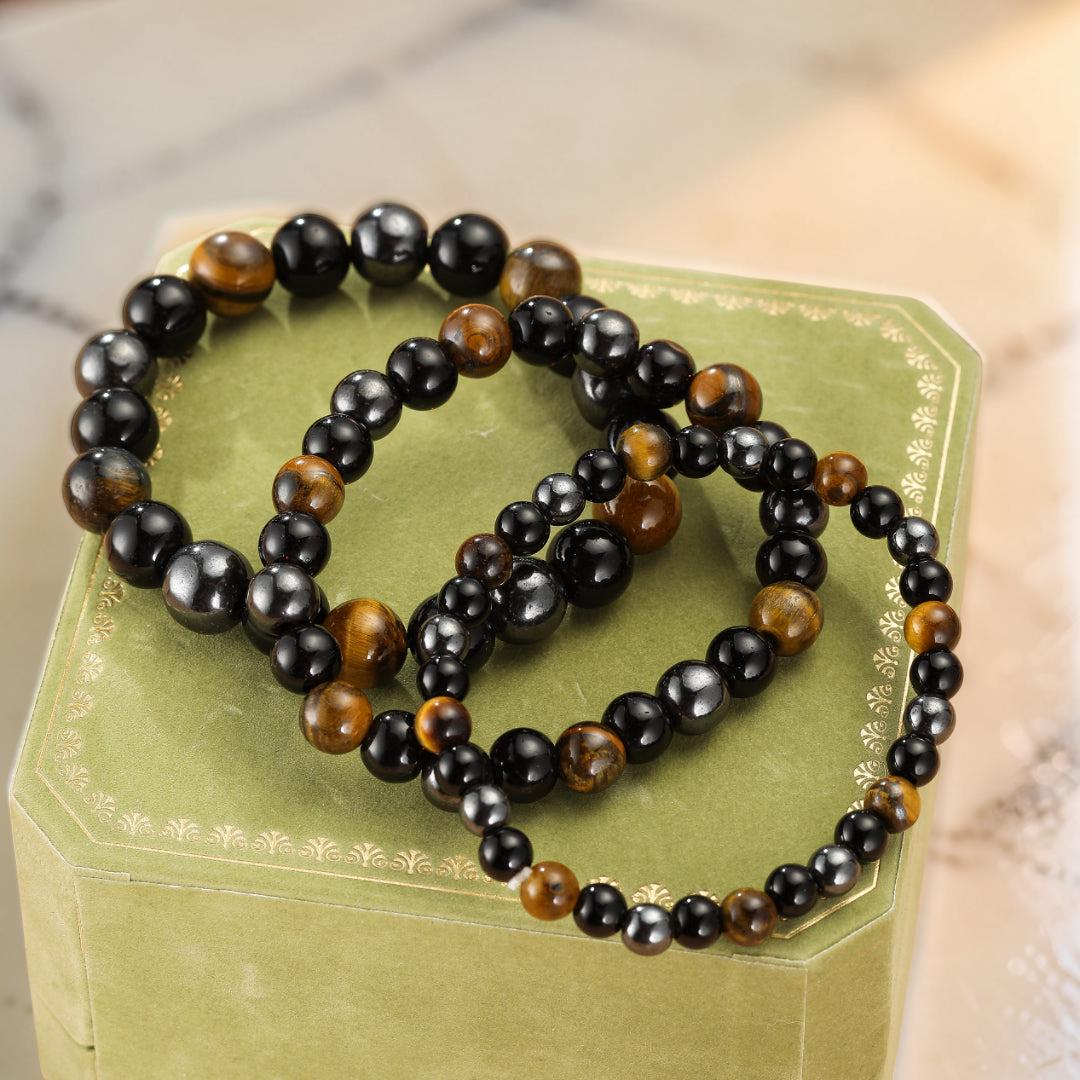 Bracelet Œil de Tigre et Hématite – Force Intérieure