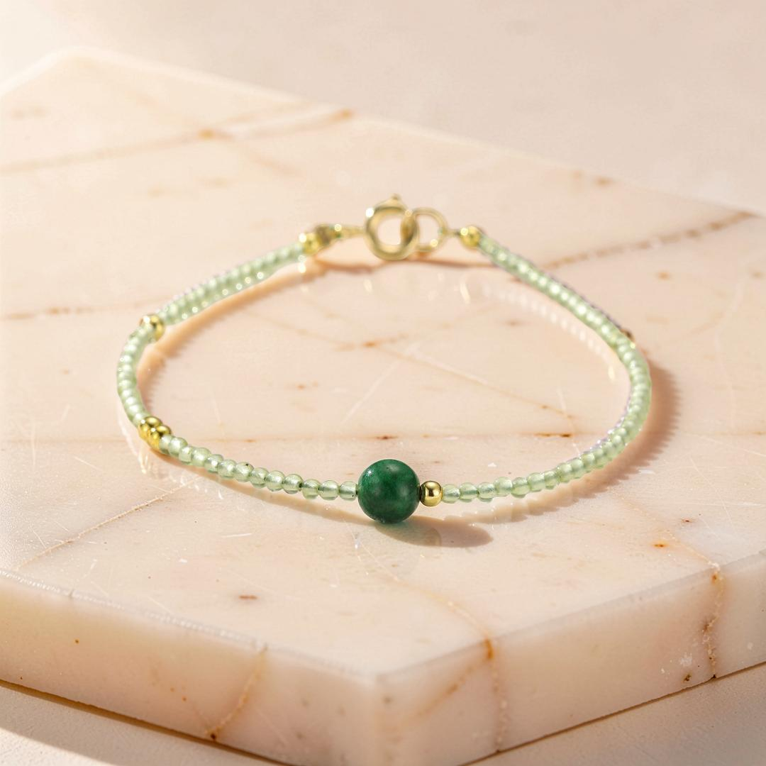 Bracelet Péridot et Jade – Vitalité Naturelle