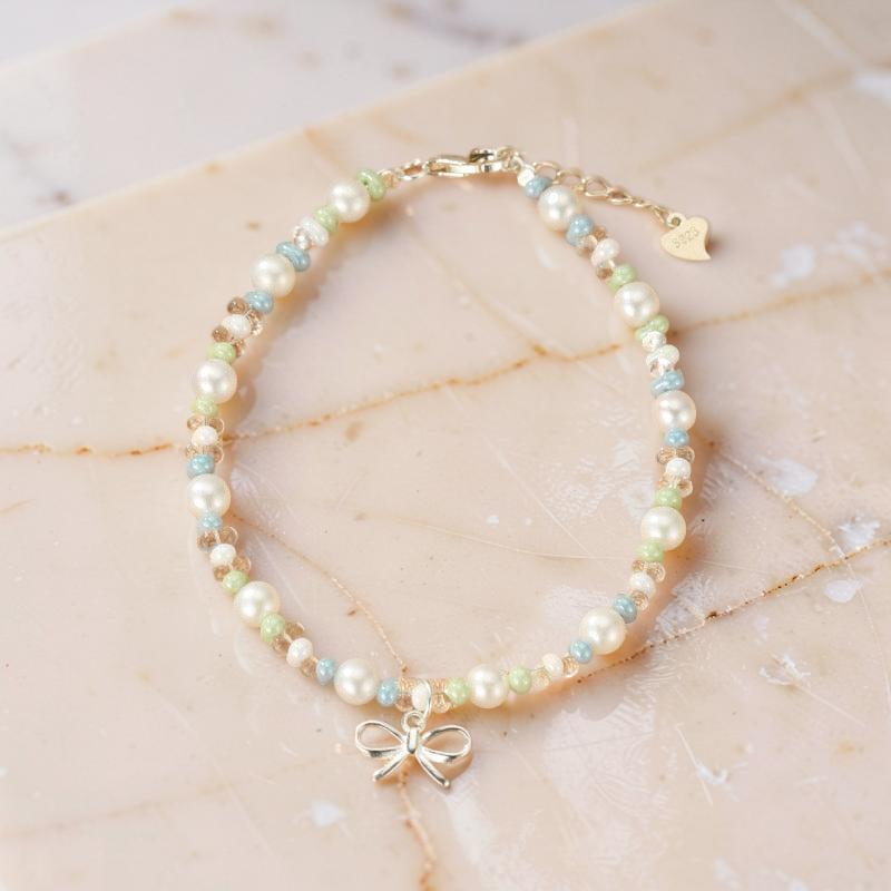 Bracelet Perle, Cristal de Roche et Céramique – Danse des Ombres, Argent