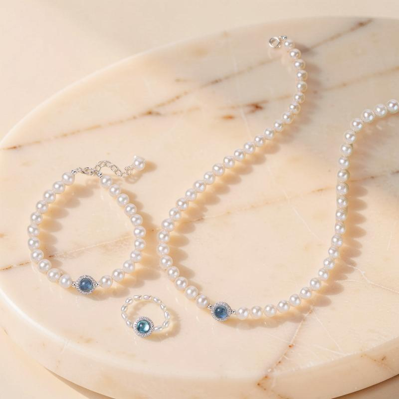 Bracelet Perle et Aigue Marine – Harmonie Océanique, Argent