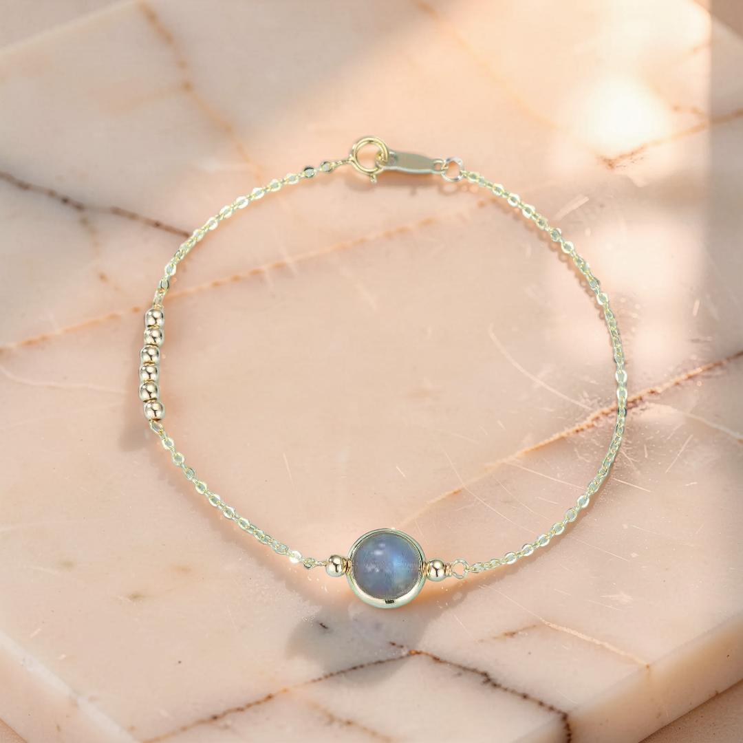 Bracelet Pierre de Lune Bleue – Clair de Rêve