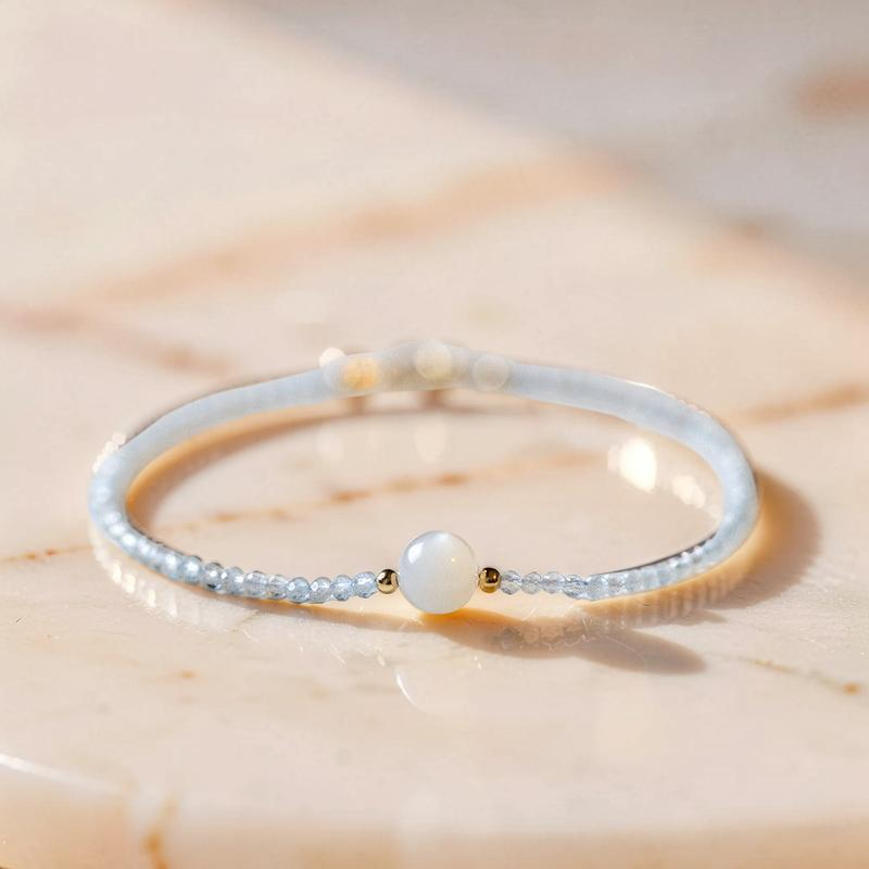 Bracelet Pierre de Lune et Aigue Marine – Rêverie des Flots