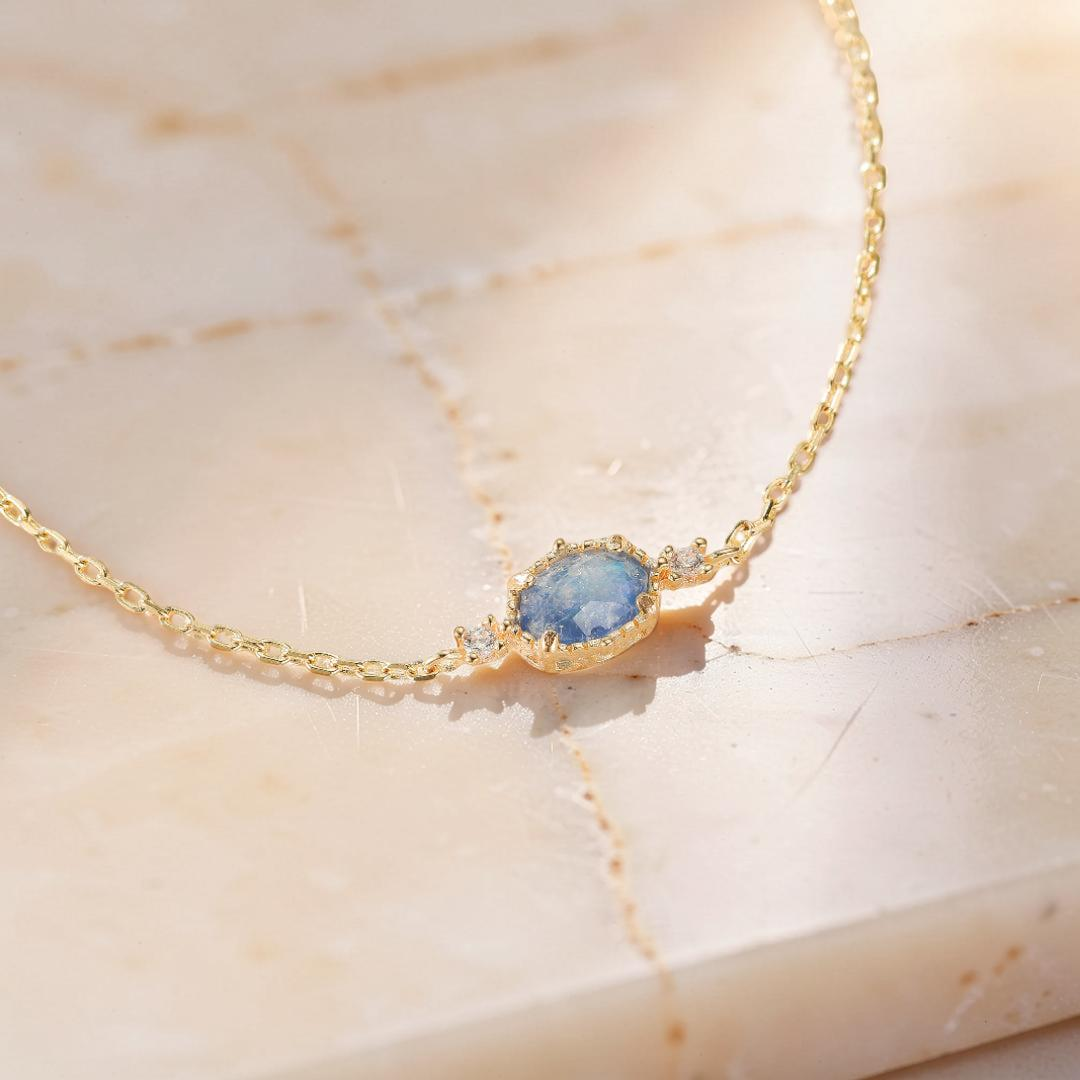 Bracelet Pierre de Lune – Luna, Argent Plaqué Or
