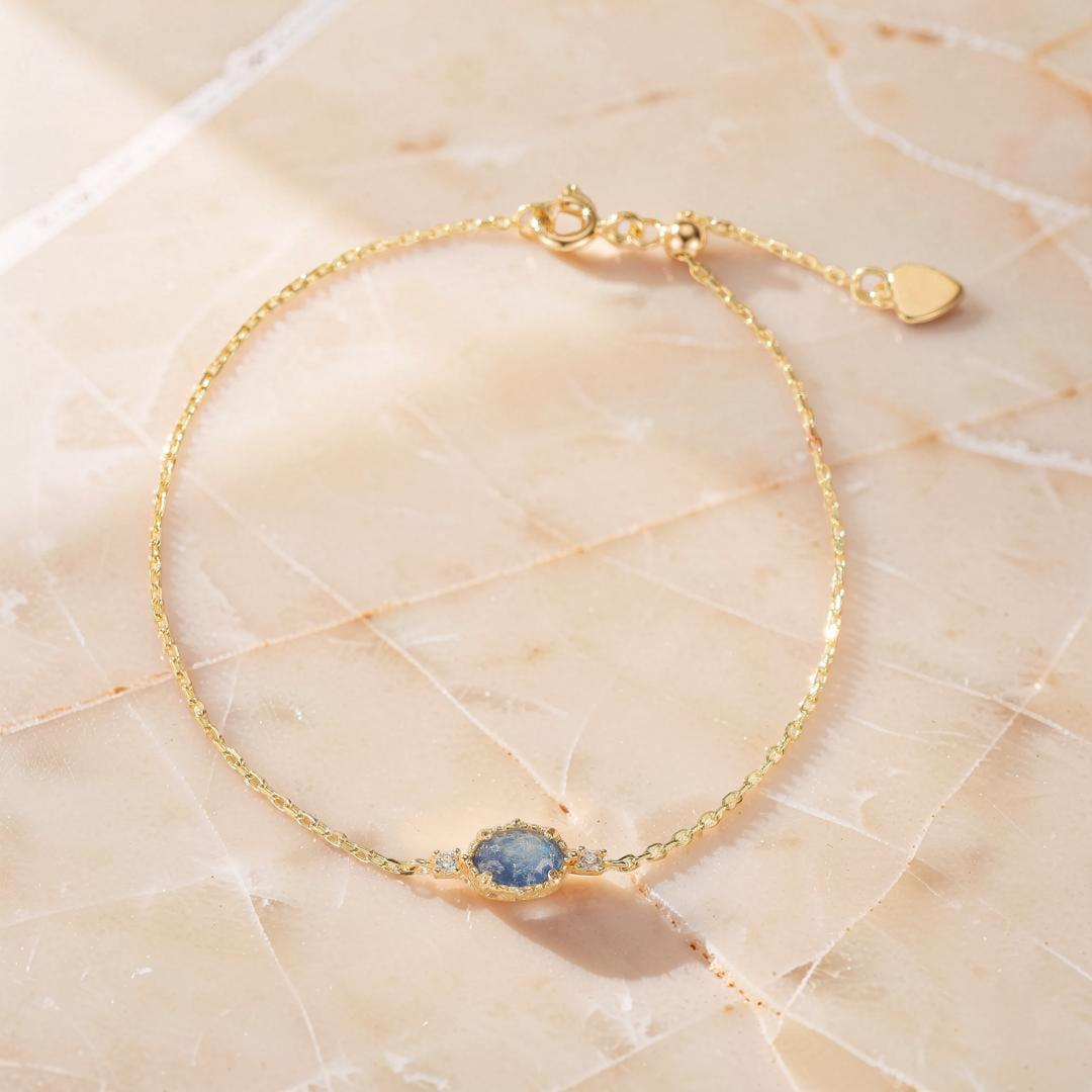 Bracelet Pierre de Lune – Luna, Argent Plaqué Or