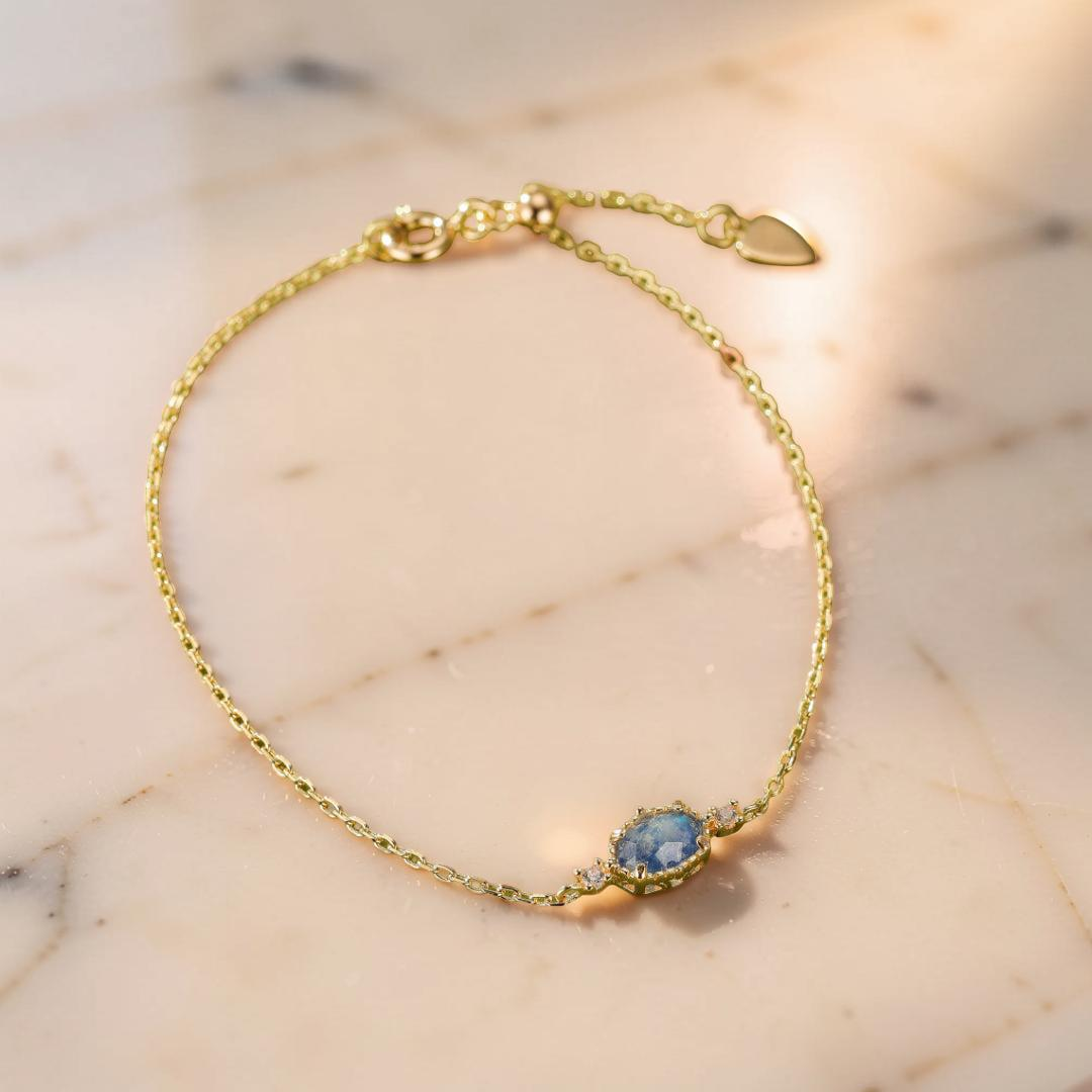 Bracelet Pierre de Lune – Luna, Argent Plaqué Or