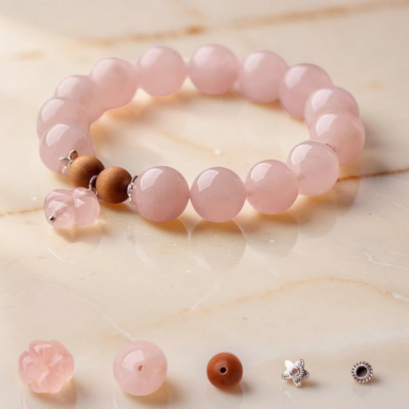 Bracelet Quartz Rose – Douceur Florale, Argent