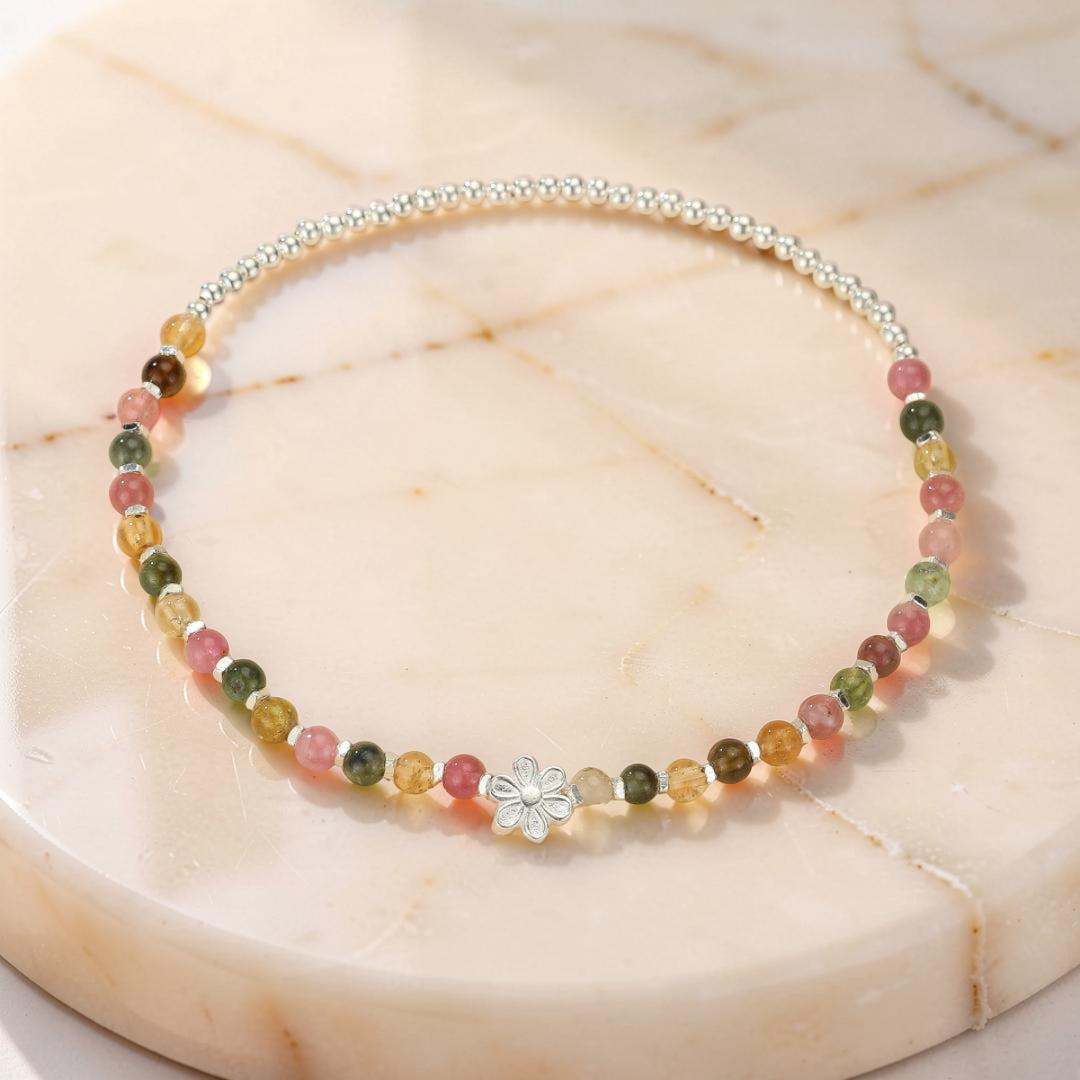 Bracelet Tourmaline – Cerise de Printemps, Argent 925